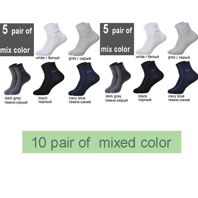 10Pairs/Lot Men Bamboo Socks Brand Comfortable Breathable Casual Business Men's Crew Socks High Quality Guarantee Sox Male Gift Quick Pick Grocers