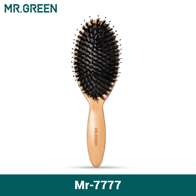 MR.GREEN Boar Bristle Hair Brush Natural Beech Comb Hairbrush for Curly Thick Long Dry Wet Hair Detangler Massage Brushes Women Quick Pick Grocers