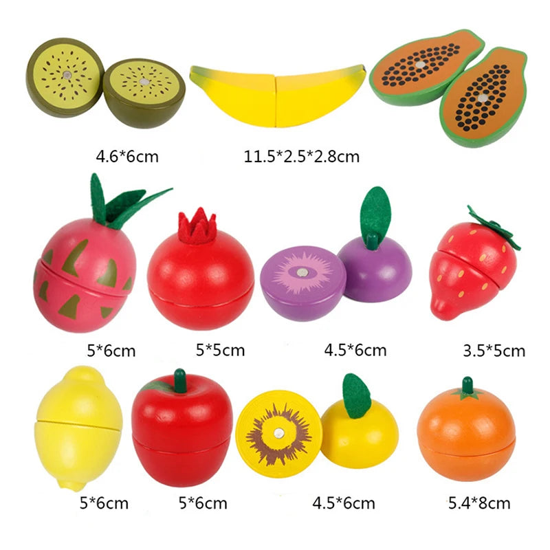 Simulation Kitchen Pretend Toy Wooden Classic Game Montessori Educational Toy For Children Kids Gift Cutting Fruit Vegetable Set Econic Blanks