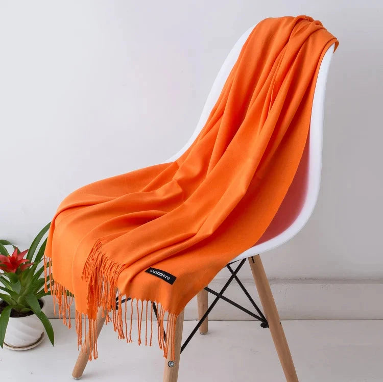 2022 fashion Tassels women scarf shawls and Wraps lady Designer solid female hijab stoles long pashmina foulard head scarves Econic Blanks