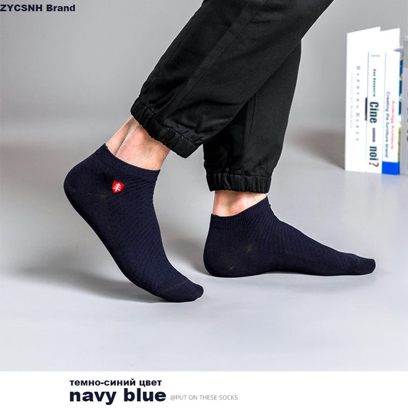 3/5Pairs High Quality Bamboo Fiber Men‘s And Women Socks Embroidery Boat Ankle Socks Men Gifts Spring Summer Socks Quick Pick Grocers