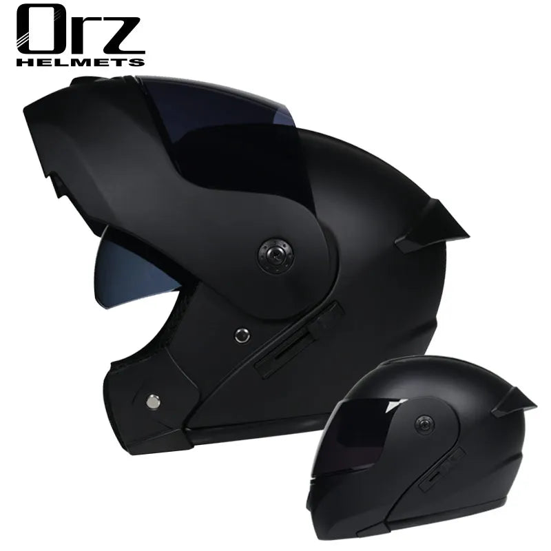Latest DOT Approved Safety Modular Flip Motorcycle Helmet Voyage Racing Dual Lens Helmet Interior Visor Orz-161