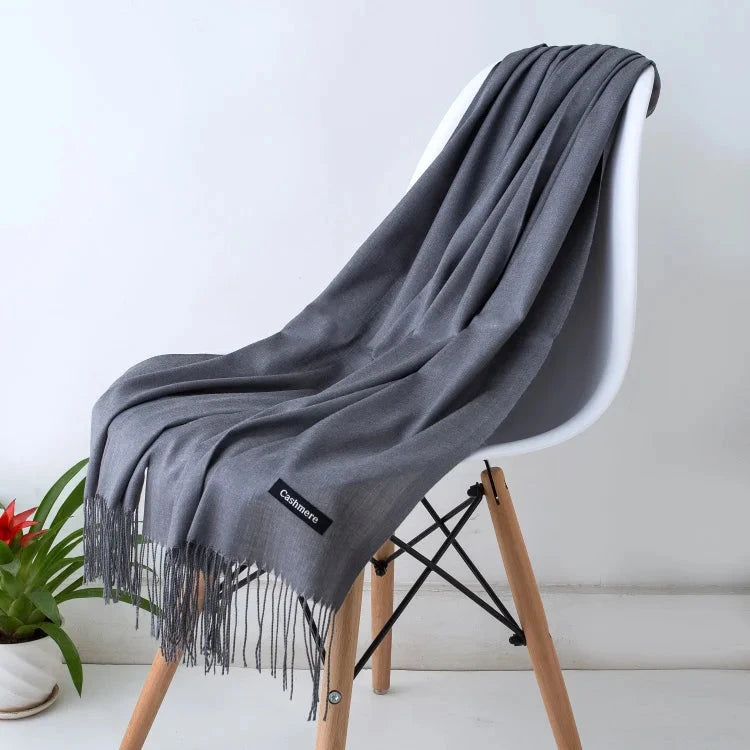 2022 fashion Tassels women scarf shawls and Wraps lady Designer solid female hijab stoles long pashmina foulard head scarves Econic Blanks