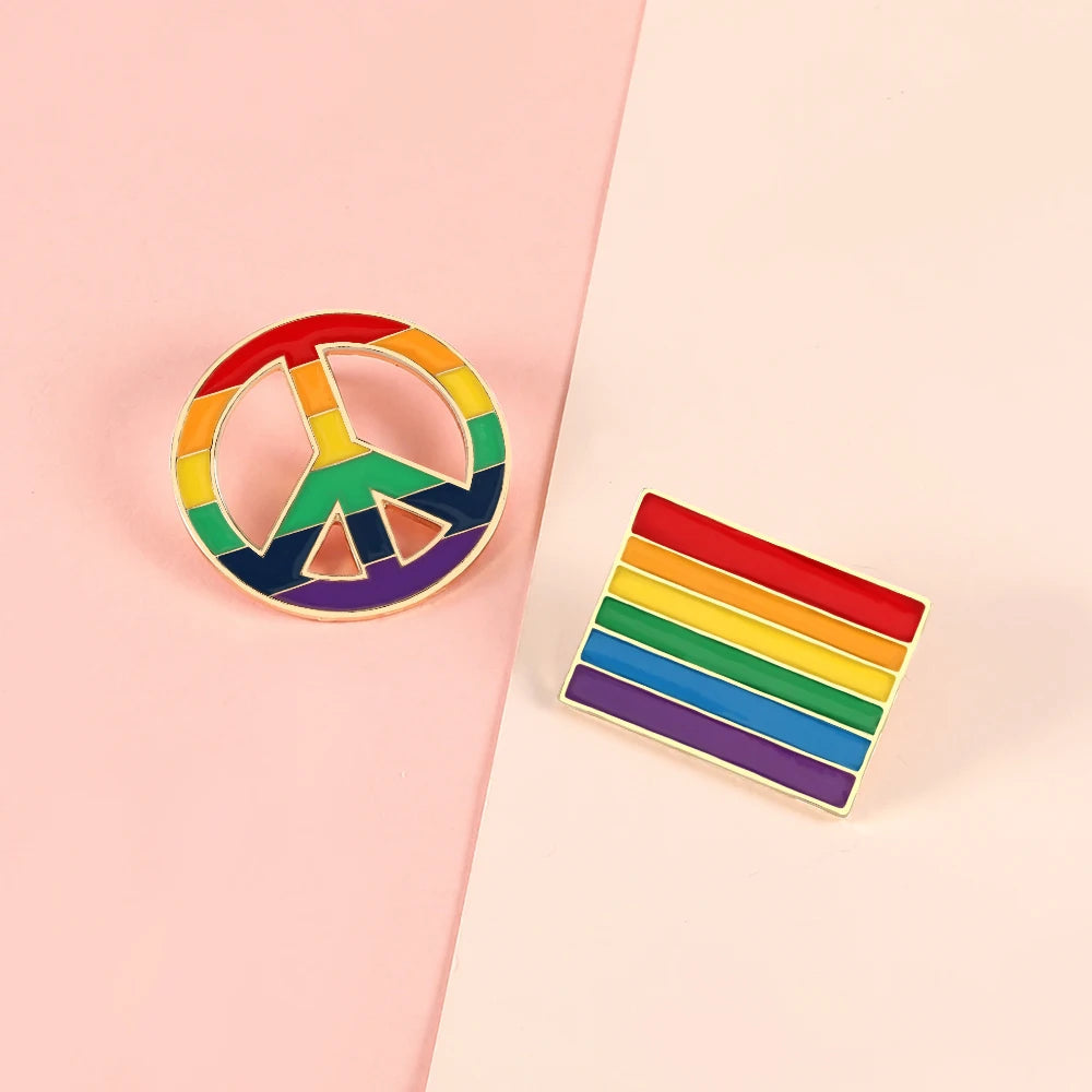 LGBT Flag Rainbow Heart Brooch Peace and Love Enamel Pins Clothes Bag Lapel Pin Gay Lesbian Pride Icon Badge Unisex Jewelry Gift Quick Pick Grocers