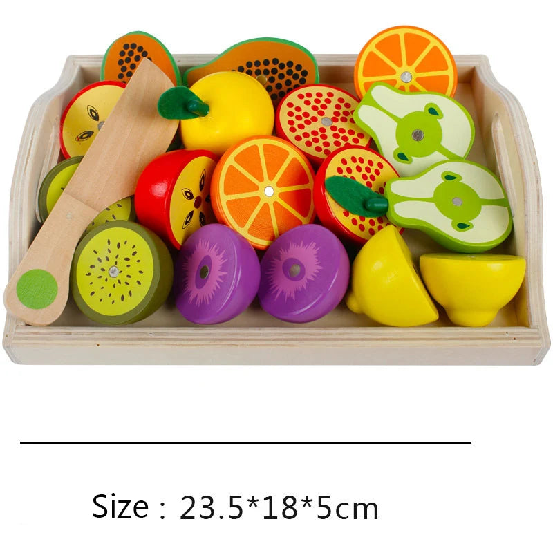 Simulation Kitchen Pretend Toy Wooden Classic Game Montessori Educational Toy For Children Kids Gift Cutting Fruit Vegetable Set Econic Blanks