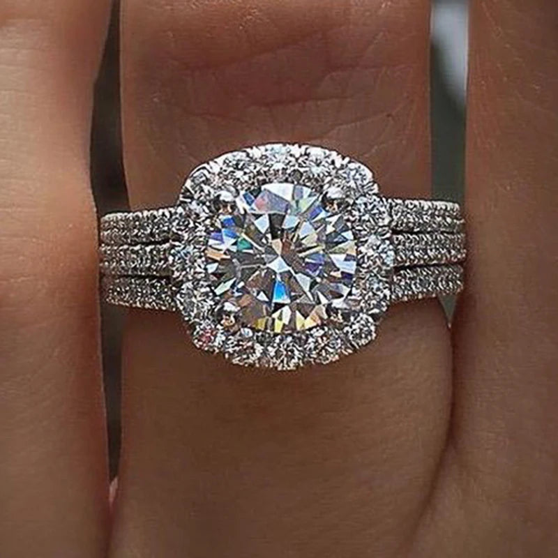 Huitan Trendy Women Rings with Brilliant Cubic Zirconia Luxury Engagement Rings Fashion Wedding Party Jewelry Drop Shipping Quick Pick Grocers