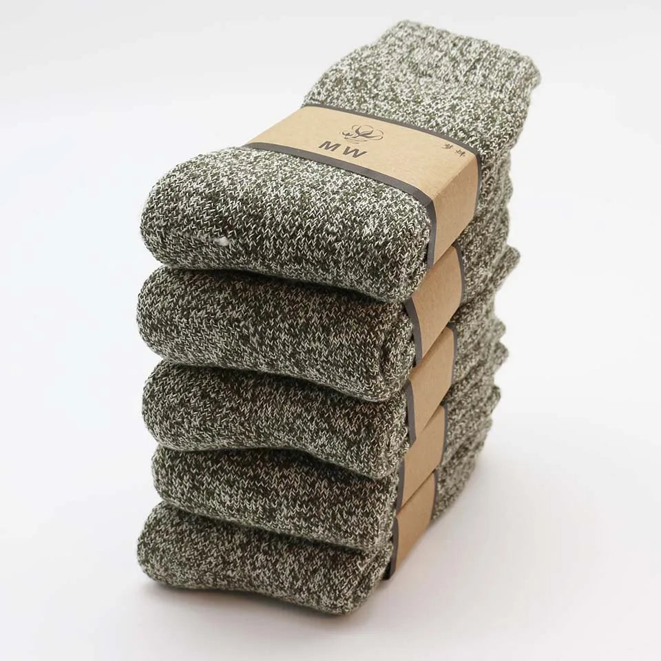 Winter Men's Merino Wool Socks Super Thick Warm High Quality Harajuku Retro Snow Casual Antifreeze Socks 5 Pair Quick Pick Grocers