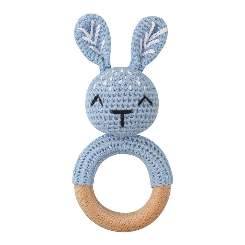 BPA Free Baby Wooden Teether Crochet Cartoon Baby Rattle Toys Wooden Ring Rodent Toys Mobile Gym Kids Newborn Educational Toys Purest Peak