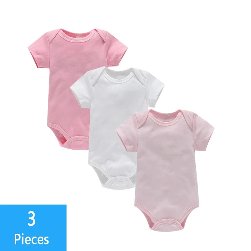 3PCS/Lot Baby Clothes Boy/Girl Baby Bodysuit Summer Clothes Solid Color Romper Soft Cotton Jumpsuit For Newborns Clothing 2021 Econic Blanks