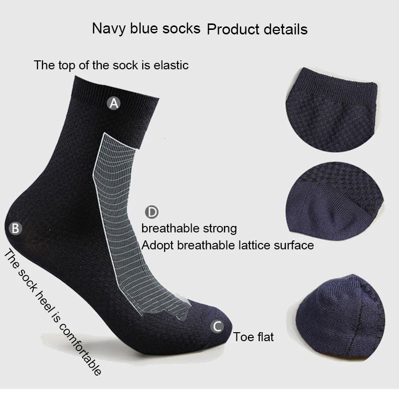 10 Pairs/Lot Men's Bamboo Fiber Socks 2025 New Compression Autumn Long Black Business Casual Man Dress Sock Gift Plus Size 42-45 Quick Pick Grocers