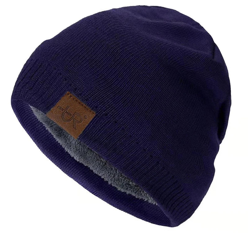 Unisex URGENTMAN Labal Winter Hats Solid Color Knitted Hats For Men And Women Beanie Cap Outdoor Add Fur Lining Warm Sports Hats Purest Peak
