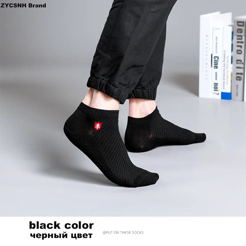 3/5Pairs High Quality Bamboo Fiber Men‘s And Women Socks Embroidery Boat Ankle Socks Men Gifts Spring Summer Socks Quick Pick Grocers