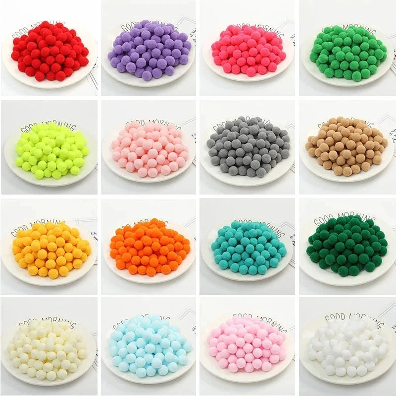 Pompoms 8/10/15/20/25/30mm Soft Pompons Colorful Fluffy Plush Craft DIY Pom Pom Fur Ball Pon Pon Home Decoration Kids Toys 10g Econic Blanks
