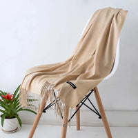 2022 fashion Tassels women scarf shawls and Wraps lady Designer solid female hijab stoles long pashmina foulard head scarves Econic Blanks