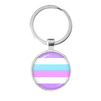 LGBT Glass Cabochon Keychain Gay Lesbian Pride Rainbow Car Key Holder Keyring Charm Jewelry for Homosexuality Gift Quick Pick Grocers