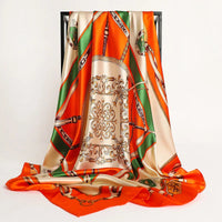 Handkerchiefs Hair Silk Scarf 90*90cm Print Satin Big Square Silk Scarves Shawls for Women Luxury Brand Designer Hijab Headband Quick Pick Grocers
