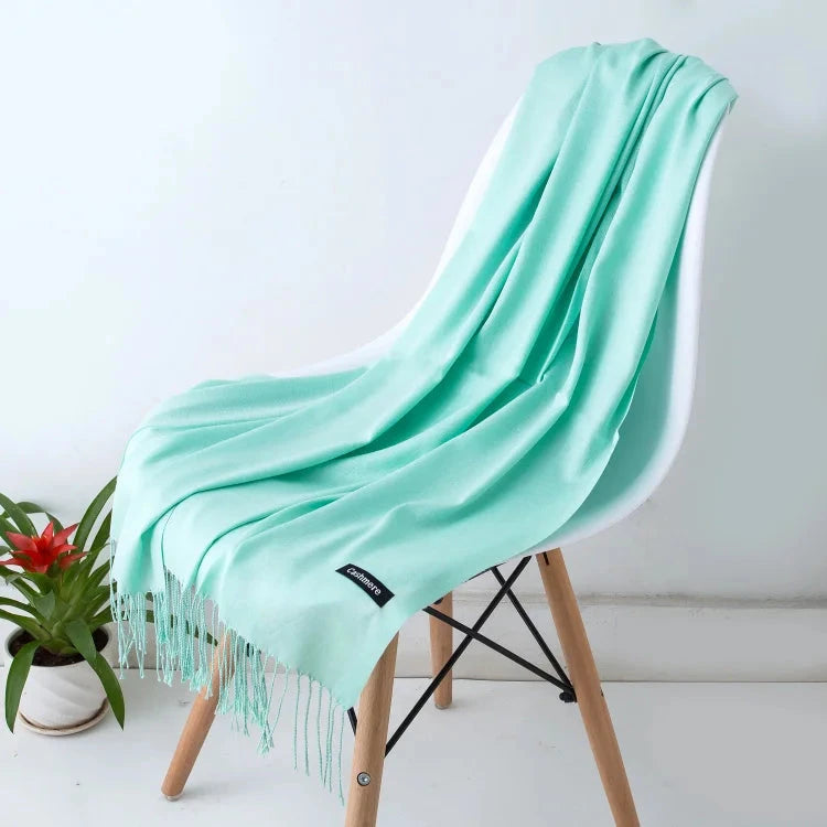2022 fashion Tassels women scarf shawls and Wraps lady Designer solid female hijab stoles long pashmina foulard head scarves Econic Blanks