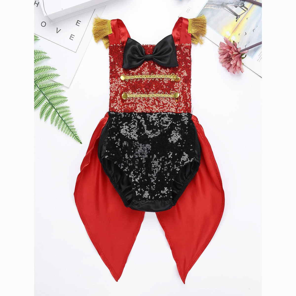Infant Baby Girls Ringmaster Circus Costume Rompers Sleeveless Sequined Bowknot Romper for Halloween Cosplay Party Dress Up Quick Pick Grocers