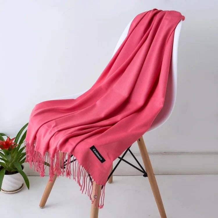 2022 fashion Tassels women scarf shawls and Wraps lady Designer solid female hijab stoles long pashmina foulard head scarves Econic Blanks