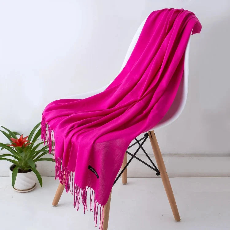 2022 fashion Tassels women scarf shawls and Wraps lady Designer solid female hijab stoles long pashmina foulard head scarves Econic Blanks