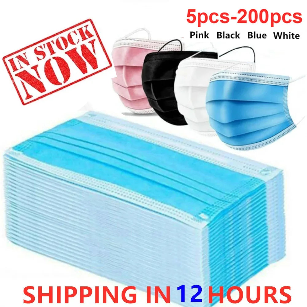 Mouth Masks 3-layer Anti-Dust Disposable Mascarillas  Non Woven Meltblown Cloth Masks Elastic Ear Loop Face Mask Purest Peak