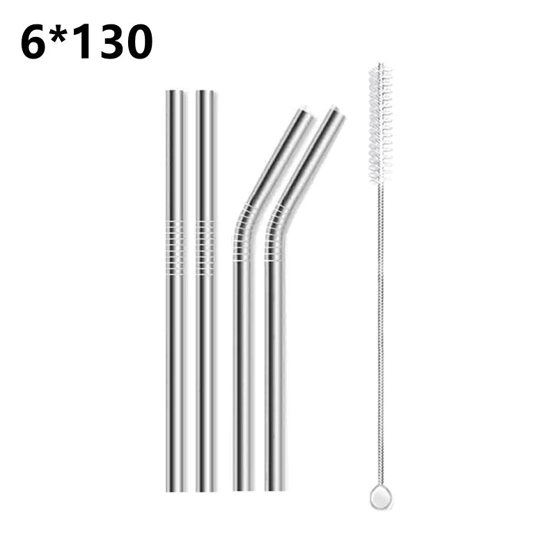 4pcs 130/160*6mm Kids Metal Straws 304 Stainless Steel Straws Short Cocktail Glasses Straws Reusable Drinking Straws for Kids Quick Pick Grocers
