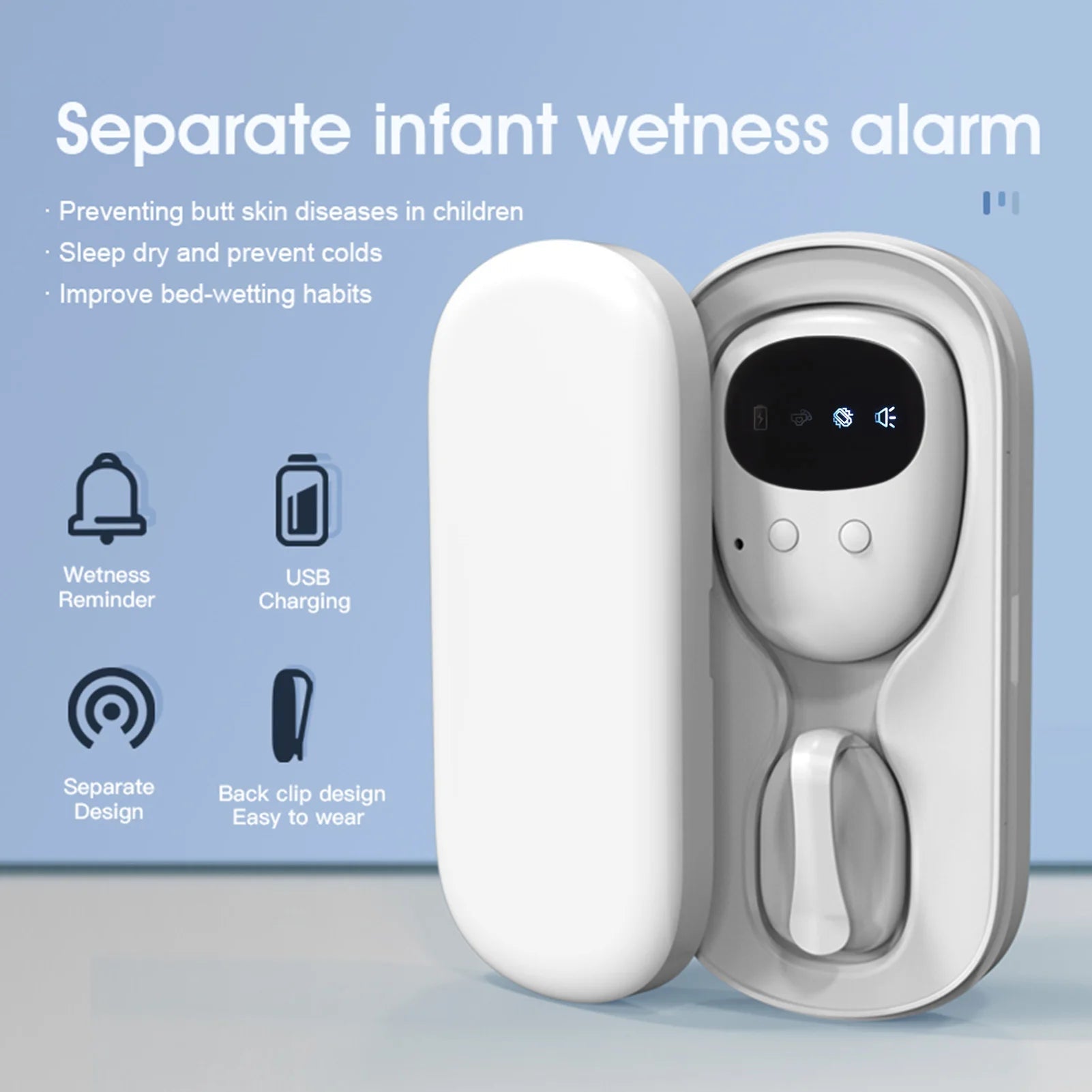 Wireless Bedwetting Alarm Pee Alarm with Receiver for Boys Grils Kids Potty Training Elder Care 10-20M Range Vibration Reminding Purest Peak
