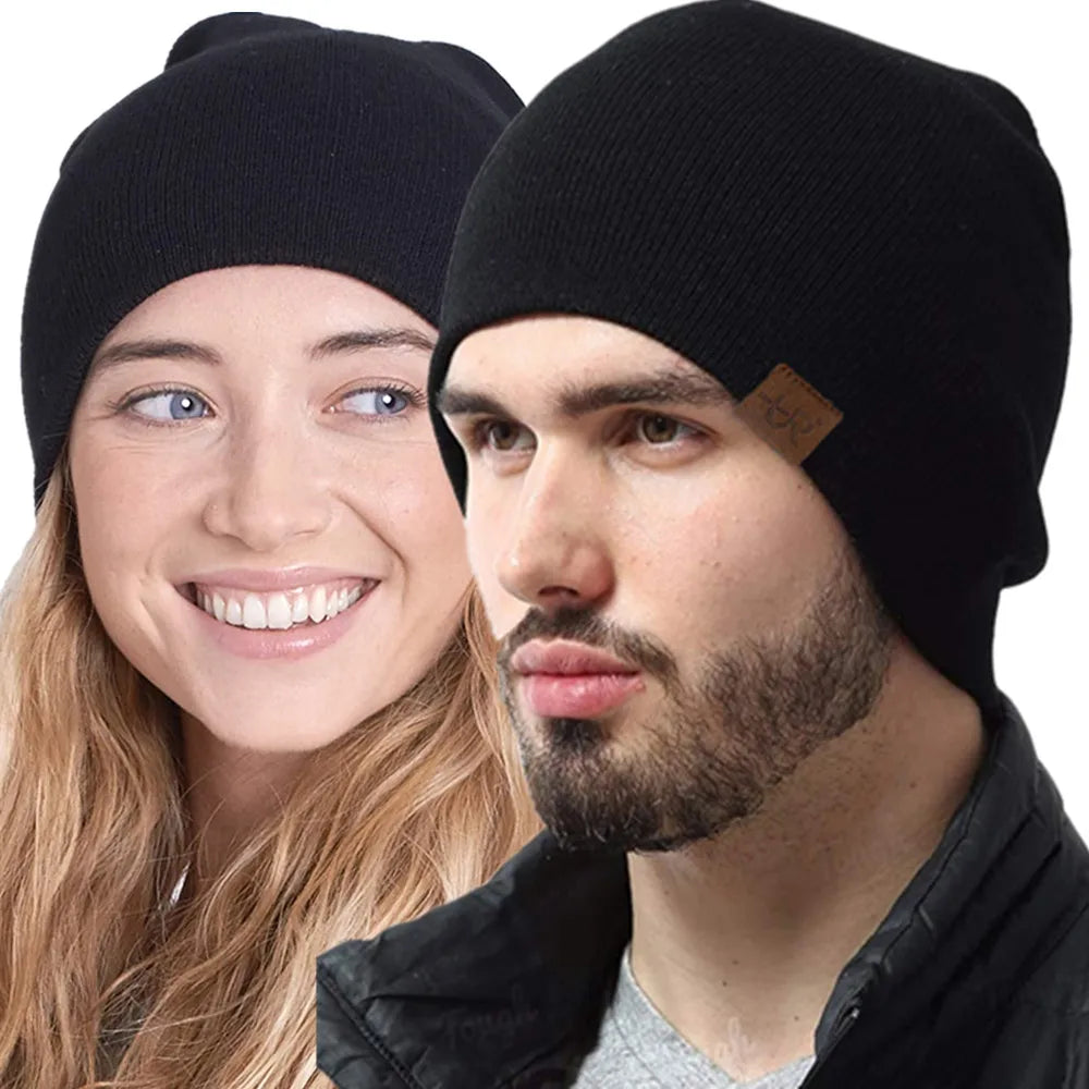 Unisex URGENTMAN Labal Winter Hats Solid Color Knitted Hats For Men And Women Beanie Cap Outdoor Add Fur Lining Warm Sports Hats Purest Peak