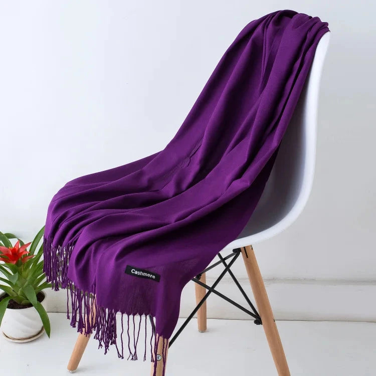2022 fashion Tassels women scarf shawls and Wraps lady Designer solid female hijab stoles long pashmina foulard head scarves Econic Blanks