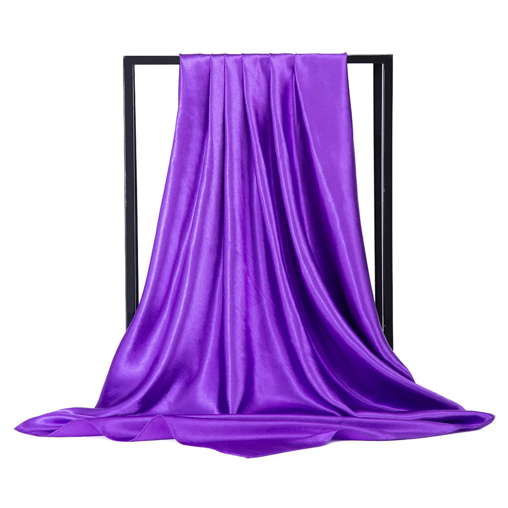Luxury Brand Silk Scarf Women Satin Solid color Hijab Scarves Muslim Pareo Bandana Female Shawl Wrap Headband Foulard 90*90cm Quick Pick Grocers