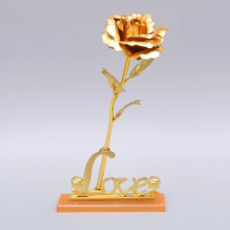 YO CHO 24K Plated Gold Rose Artificial Flower 24K Foil Rose Galaxy Box Birthday Valentine Mother's Day Christmas Creative Gift Quick Pick Grocers