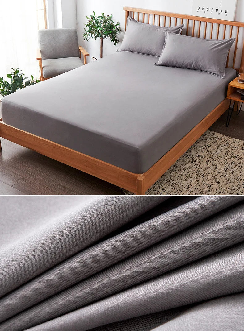 Cotton Fitted Sheet with Elastic Bands Non Slip Adjustable Mattress Covers for Single Double King Queen Bed,140/160/200cm Quick Pick Grocers