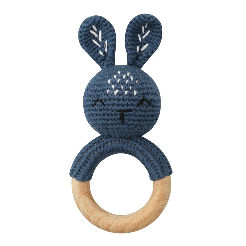 BPA Free Baby Wooden Teether Crochet Cartoon Baby Rattle Toys Wooden Ring Rodent Toys Mobile Gym Kids Newborn Educational Toys Purest Peak