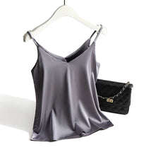AOSSVIAO 2026 Spaghetti Strap Top Women Halter V Neck Basic White Cami Sleeveless Satin Silk Tank Tops Women'S Summer Camisole Quick Pick Grocers