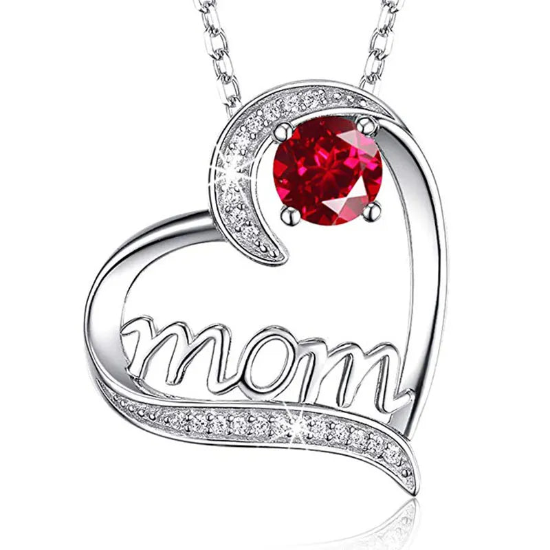 Huitan Mother's Day Necklace for Mom Luxury Trendy Craved Pendant Necklace Pink Flower Aesthetic Neck Accessories Love Jewelry Quick Pick Grocers