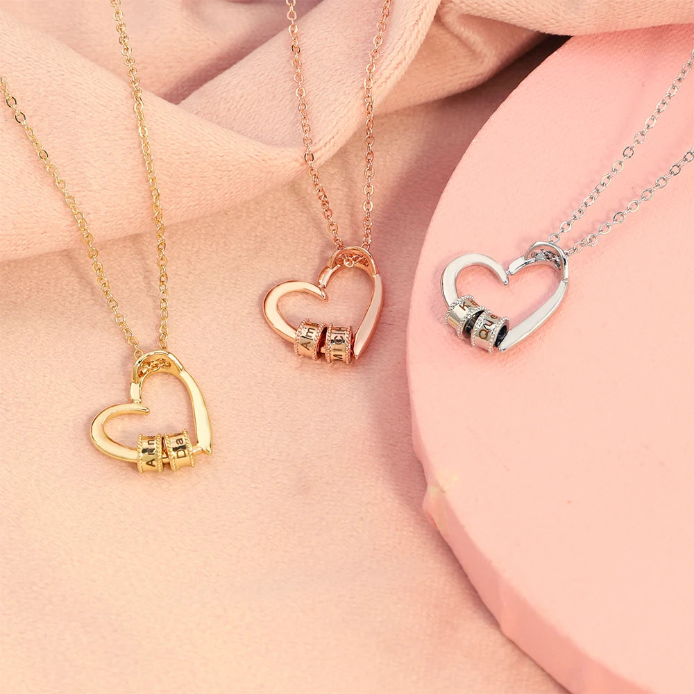 Personalized Names Heart Necklace Custom Family Names Beads Necklace Personalized Mother's day Gift Quick Pick Grocers