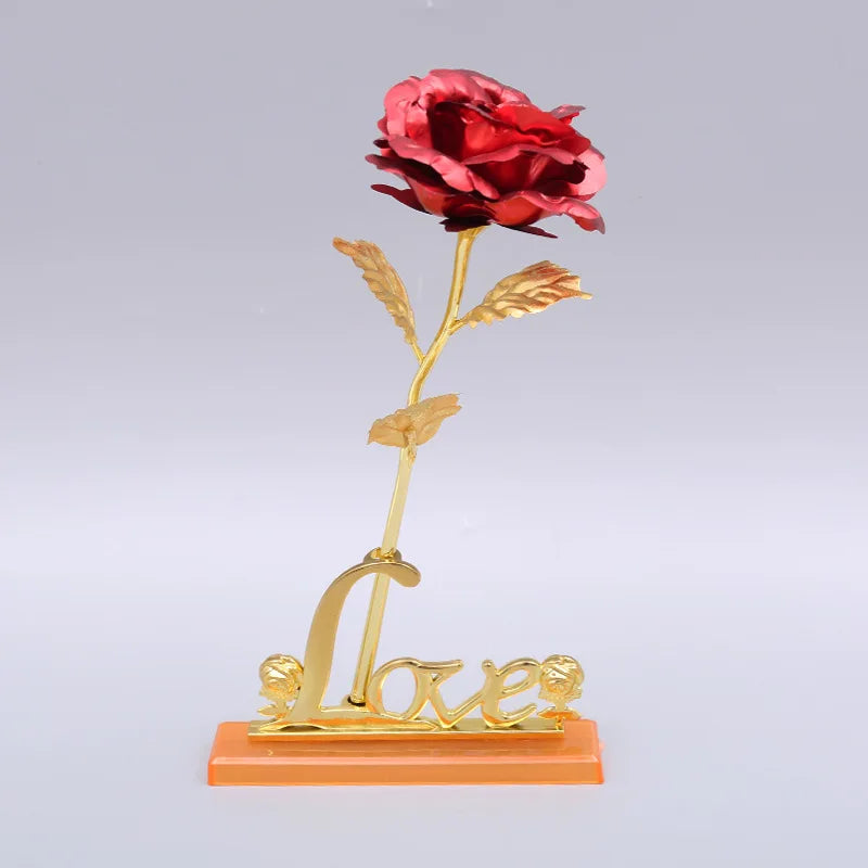 YO CHO 24K Plated Gold Rose Artificial Flower 24K Foil Rose Galaxy Box Birthday Valentine Mother's Day Christmas Creative Gift Quick Pick Grocers