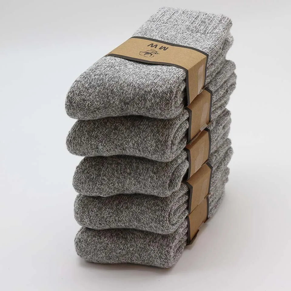 Winter Men's Merino Wool Socks Super Thick Warm High Quality Harajuku Retro Snow Casual Antifreeze Socks 5 Pair Quick Pick Grocers