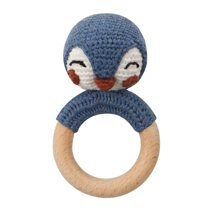 BPA Free Baby Wooden Teether Crochet Cartoon Baby Rattle Toys Wooden Ring Rodent Toys Mobile Gym Kids Newborn Educational Toys Purest Peak