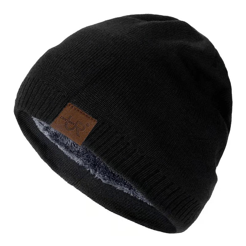 Unisex URGENTMAN Labal Winter Hats Solid Color Knitted Hats For Men And Women Beanie Cap Outdoor Add Fur Lining Warm Sports Hats Purest Peak