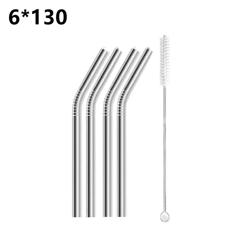 4pcs 130/160*6mm Kids Metal Straws 304 Stainless Steel Straws Short Cocktail Glasses Straws Reusable Drinking Straws for Kids Quick Pick Grocers