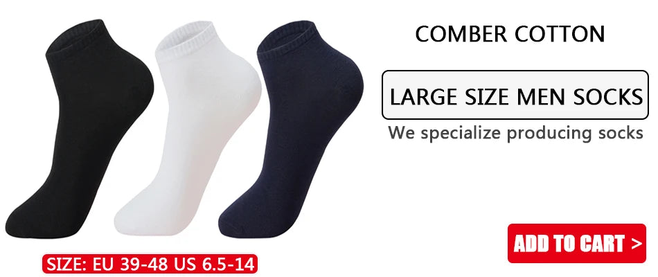 High Quality 10Pairs Men Socks Combed cotton 100% Summer Sports Sock Plus Size EUR38-48 Quick Pick Grocers