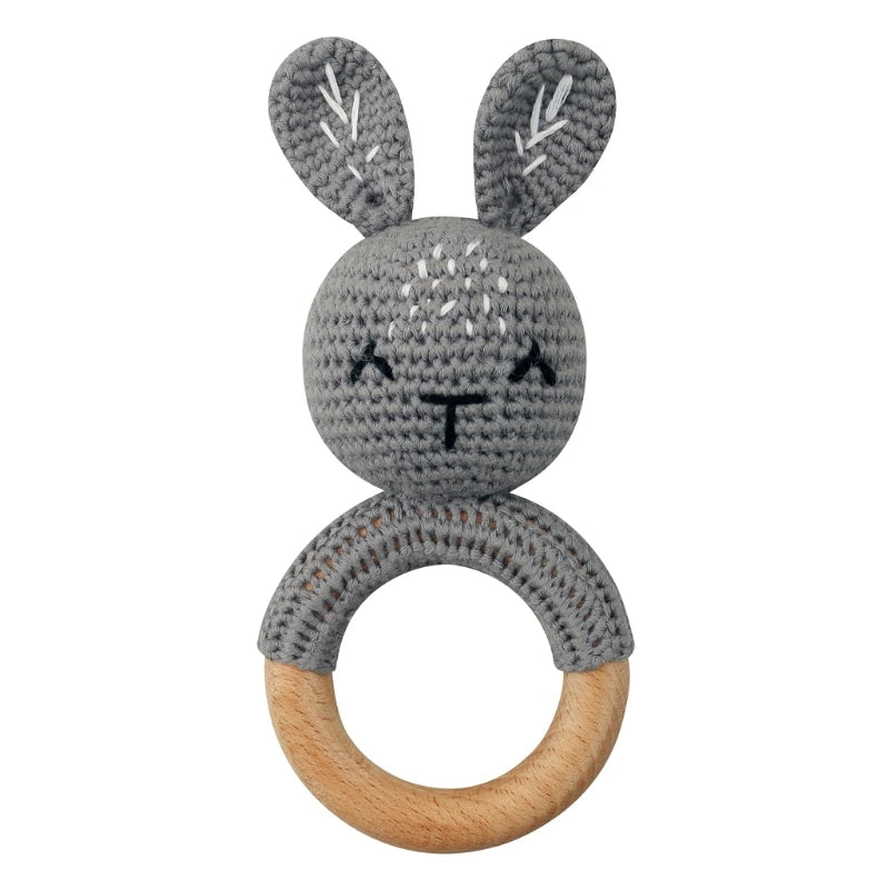 BPA Free Baby Wooden Teether Crochet Cartoon Baby Rattle Toys Wooden Ring Rodent Toys Mobile Gym Kids Newborn Educational Toys Purest Peak