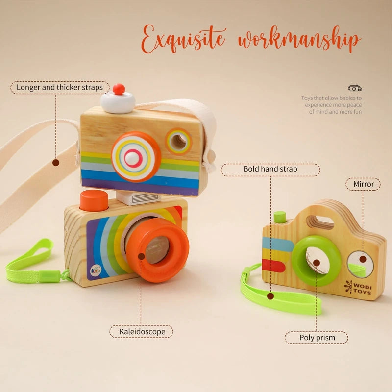 Wooden Fashion Camera Baby Toys Pendant Baby Block Montessori Toys for Children Wooden DIY Presents Nursing Gift Outdoor Toys Purest Peak