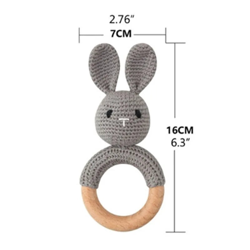 BPA Free Baby Wooden Teether Crochet Cartoon Baby Rattle Toys Wooden Ring Rodent Toys Mobile Gym Kids Newborn Educational Toys Purest Peak