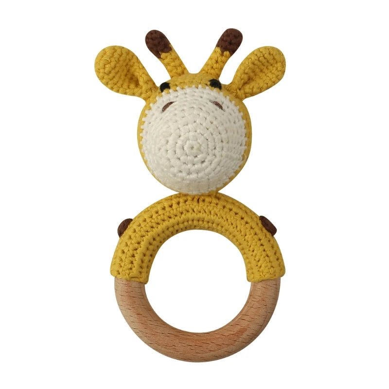 BPA Free Baby Wooden Teether Crochet Cartoon Baby Rattle Toys Wooden Ring Rodent Toys Mobile Gym Kids Newborn Educational Toys Purest Peak