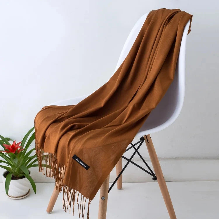 2022 fashion Tassels women scarf shawls and Wraps lady Designer solid female hijab stoles long pashmina foulard head scarves Econic Blanks