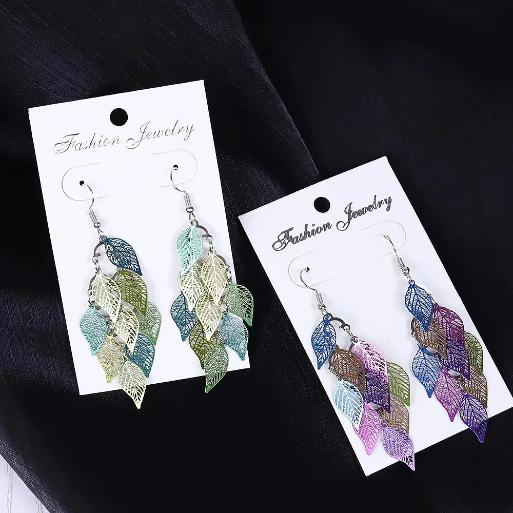 Ethnic Style Drop Earrings Small Nine Leaf Accessories Leaves Earring Bohemian Jewelry Dangle Earrings Exaggerated Women Gift Econic Blanks