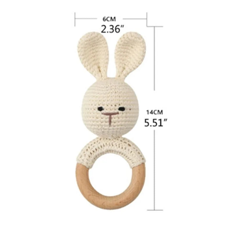 BPA Free Baby Wooden Teether Crochet Cartoon Baby Rattle Toys Wooden Ring Rodent Toys Mobile Gym Kids Newborn Educational Toys Purest Peak