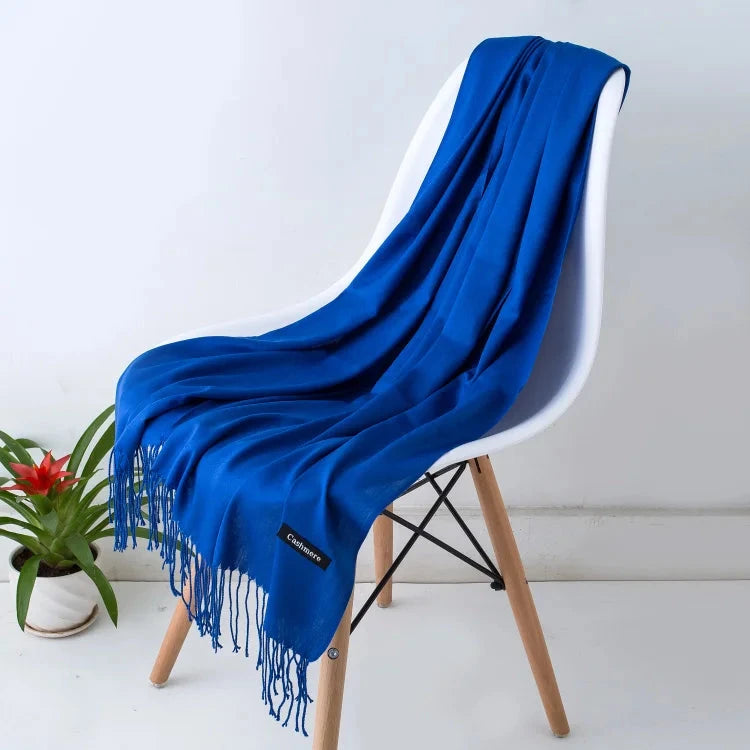 2022 fashion Tassels women scarf shawls and Wraps lady Designer solid female hijab stoles long pashmina foulard head scarves Econic Blanks
